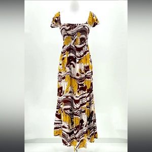 NWT Anthropologie ruffled maxi dress sz S with pockets